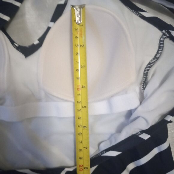 Kona Sol women's one-piece bathing suit navy blue/white lines sizeL - Picture 3 of 8